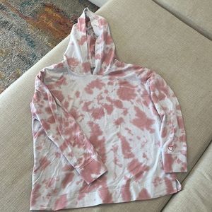 Jane and Delaney pink and white tie die hoodie